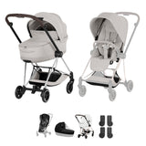 Cybex Mios Style Pushchair & Fold Cot Bundle - City Grey & Chrome Brown Frame