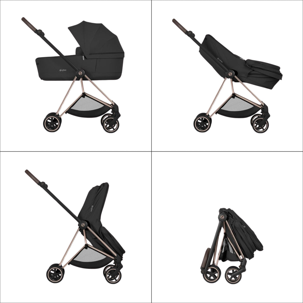Cybex Mios Fold Cot Ultimate Travel System Bundle - Style Cozy Beige & Rose Gold Frame