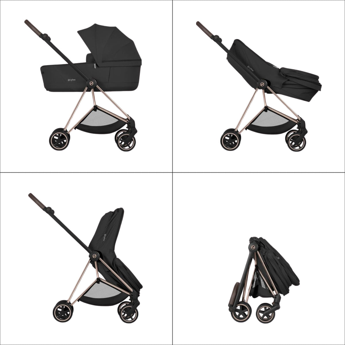 Cybex Mios Fold Cot Ultimate Travel System Bundle - Style City Grey & Chrome Brown Frame