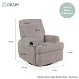Obaby Madison Glider Recliner Chair – Chenille Mushroom