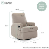 Obaby Madison Swivel Glider Recliner Chair - Teddy Fabric Truffle