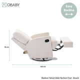 Obaby Madison Swivel Glider Recliner Chair - Bouclé Style