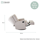 Obaby Madison Swivel Glider Recliner Chair - Oatmeal