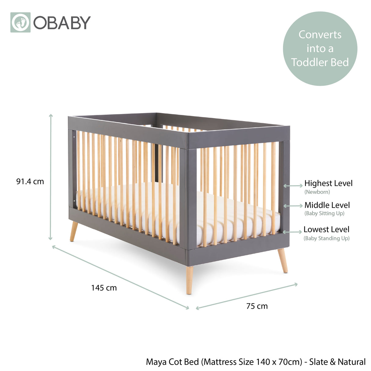 Obaby Maya 2 Piece Room Set - Slate