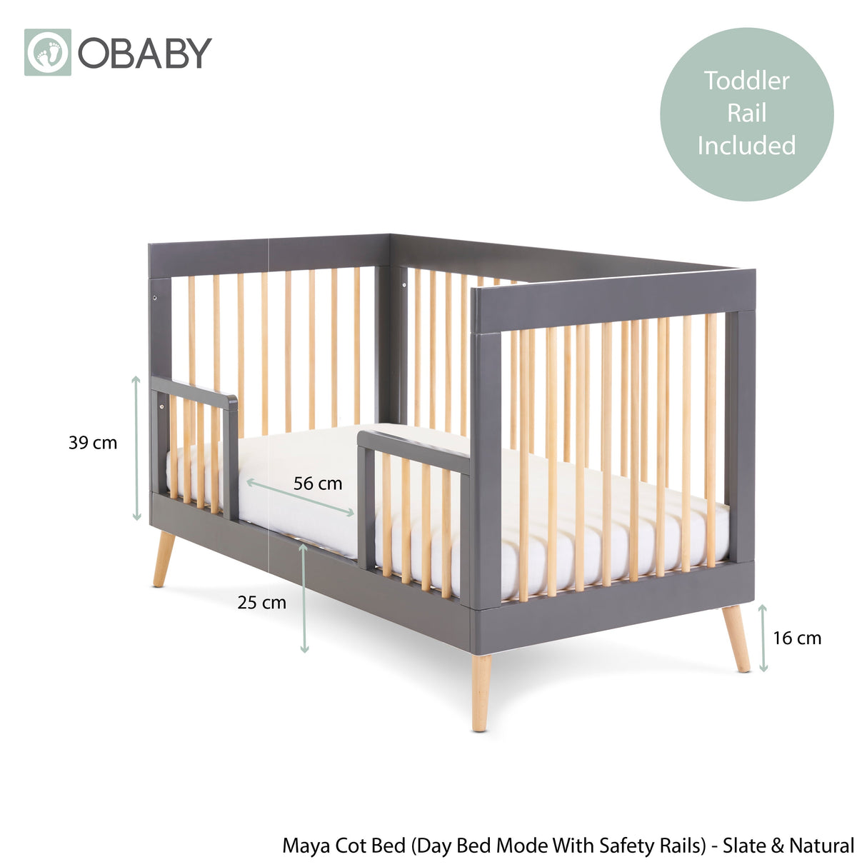 Obaby Maya Cot Bed - Slate