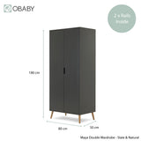 Obaby Maya Double Wardrobe - Slate