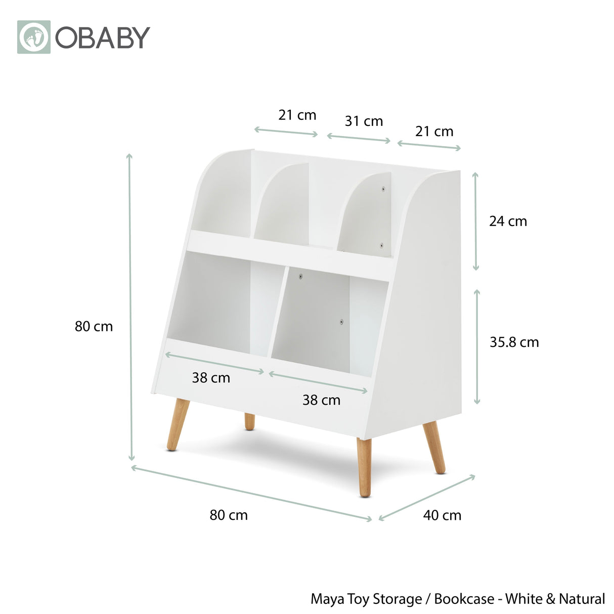 Obaby Maya Bookcase/Toy Storage - White With Natural
