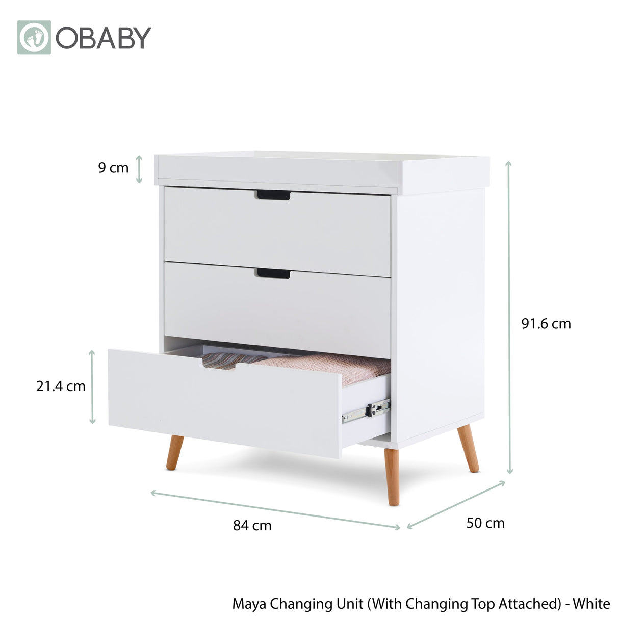 Obaby Maya Changing Unit - White With Natural