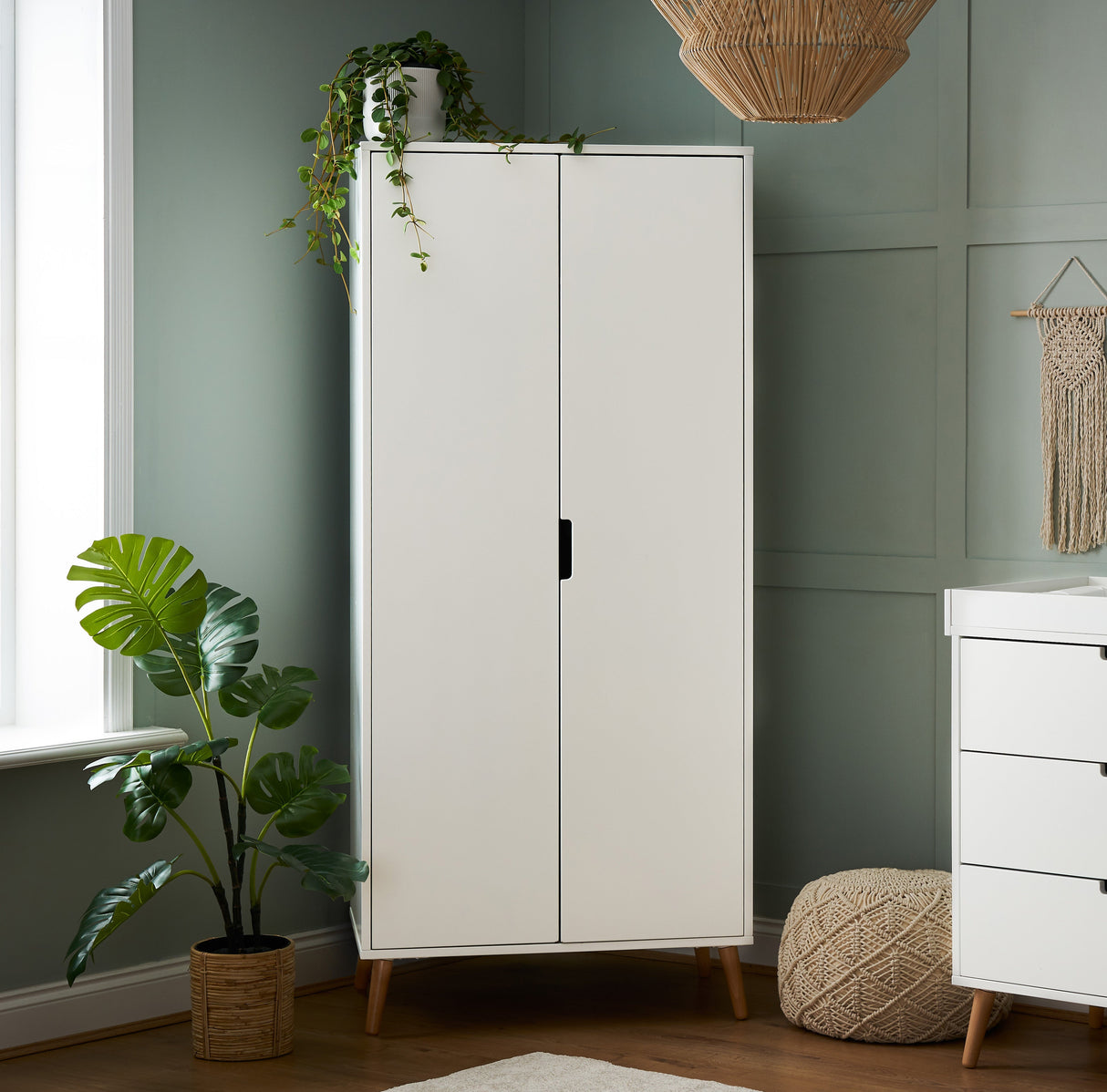 Obaby Maya Double Wardrobe - White With Natural