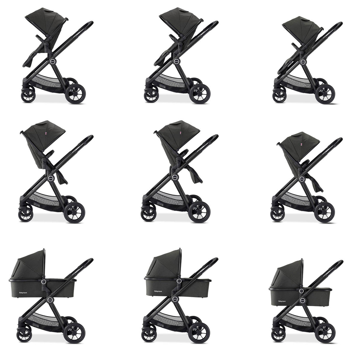 Babymore Memore V2 Pram & Pushchair - Black
