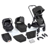 Babymore Memore V2 Travel System + Pecan Car Seat & Base - Black