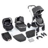 Babymore Memore V2 Travel System + Pecan Car Seat & Base - Chrome