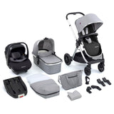 Babymore Memore V2 Travel System + Pecan Car Seat & Base - Silver