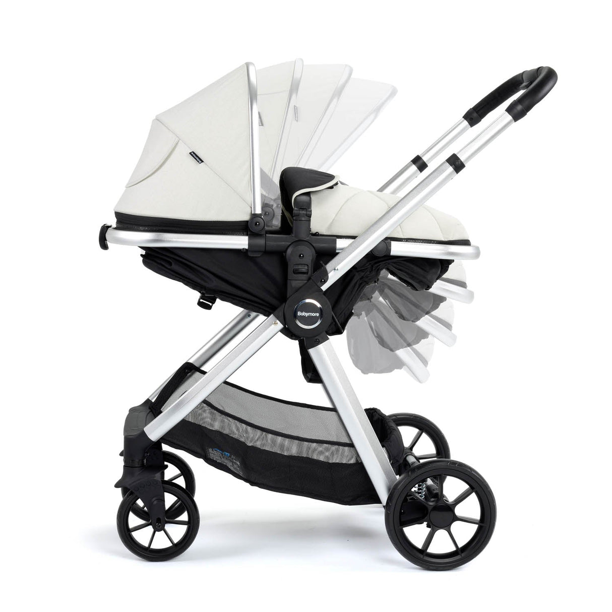 Babymore Mimi Travel System + Pecan Car Seat & Base - Silver