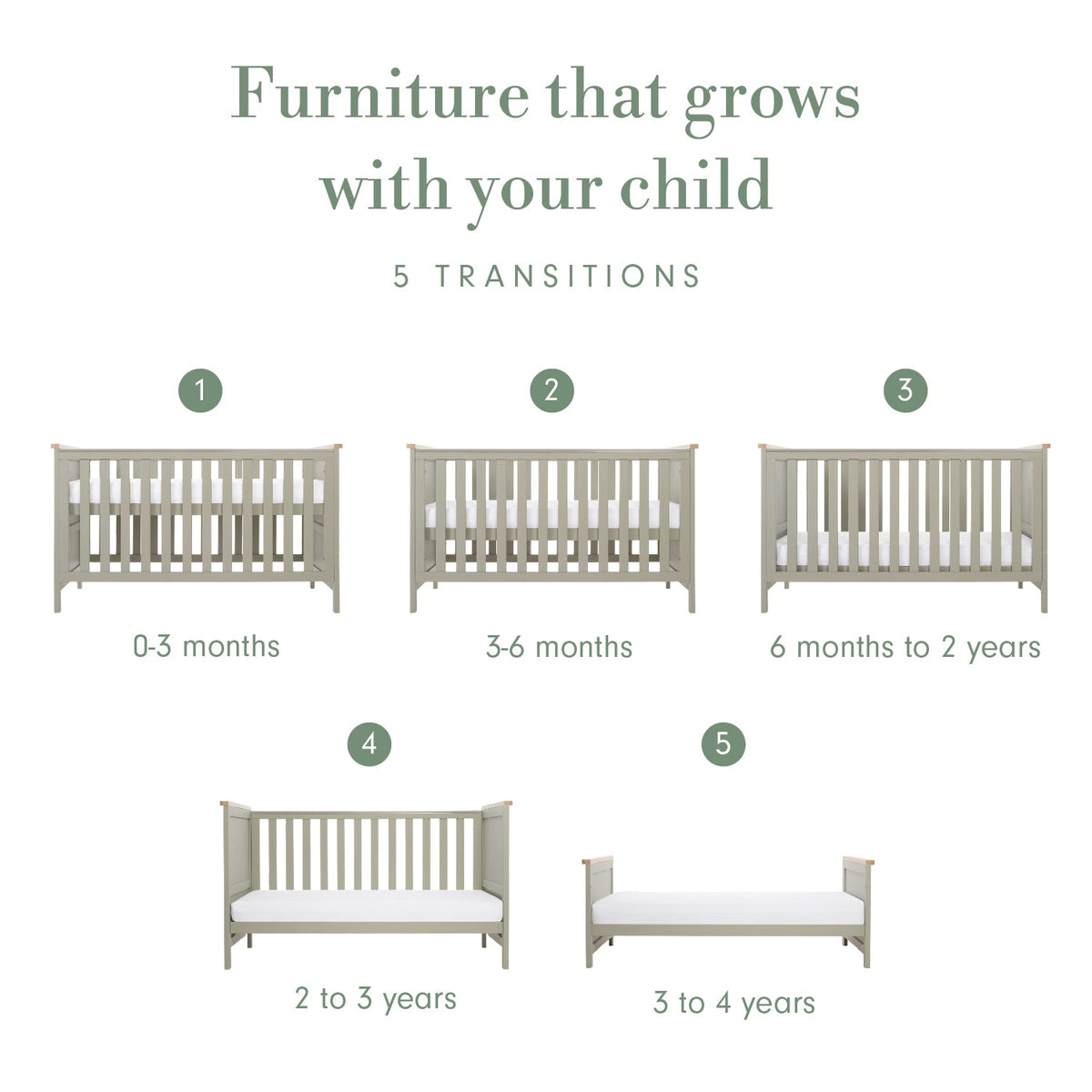 Tutti Bambini Misha Cot Bed - Golden Oak & Sage
