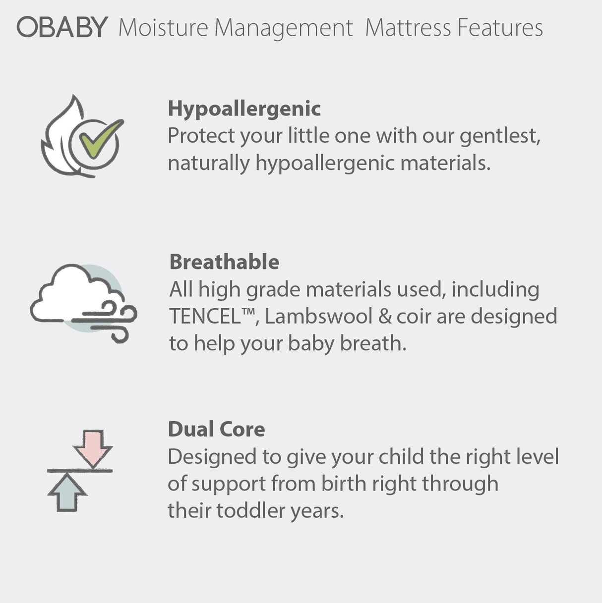 Obaby Moisture Management Mattress -140x70cm