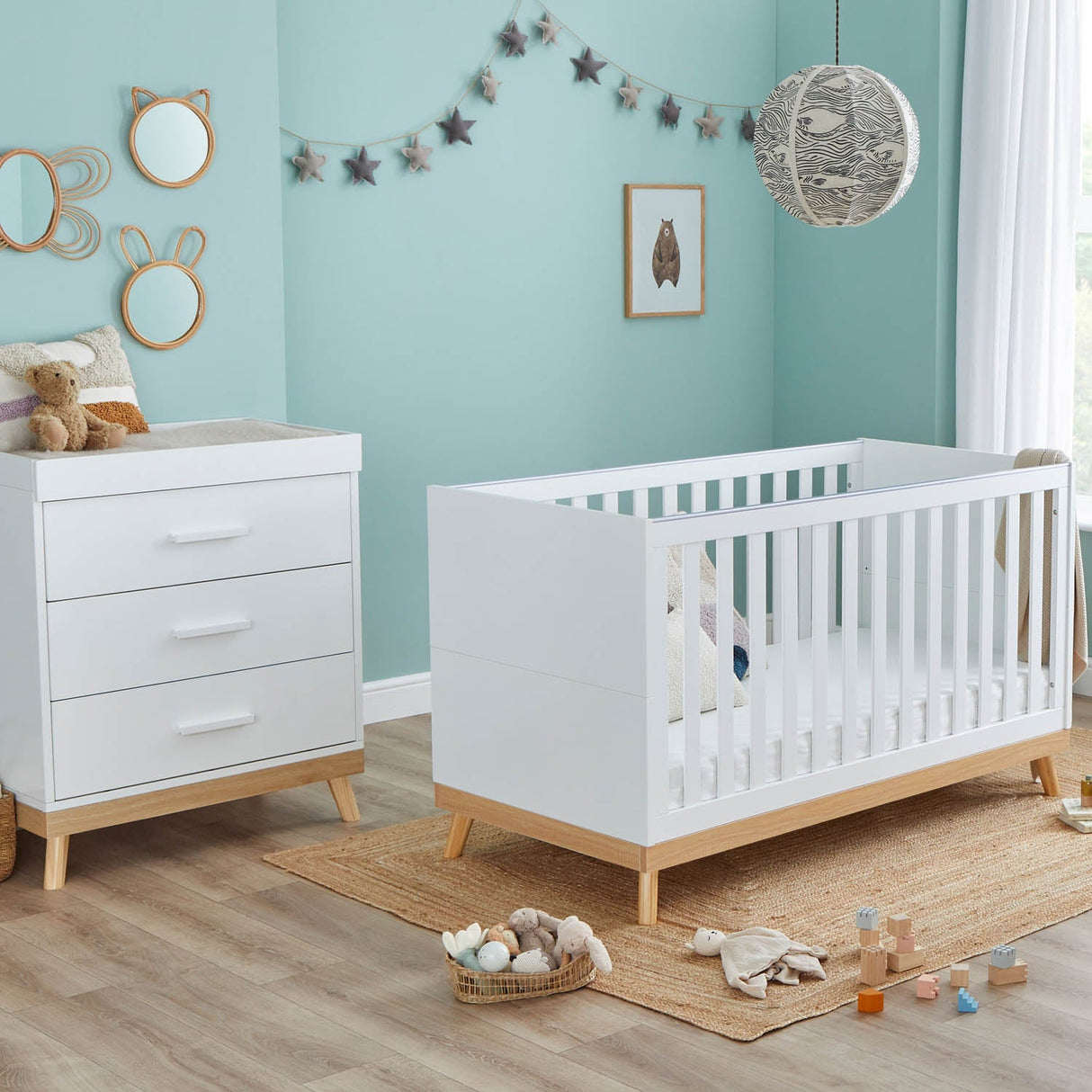 Babymore Mona 2 Piece Nursery Room Set - White