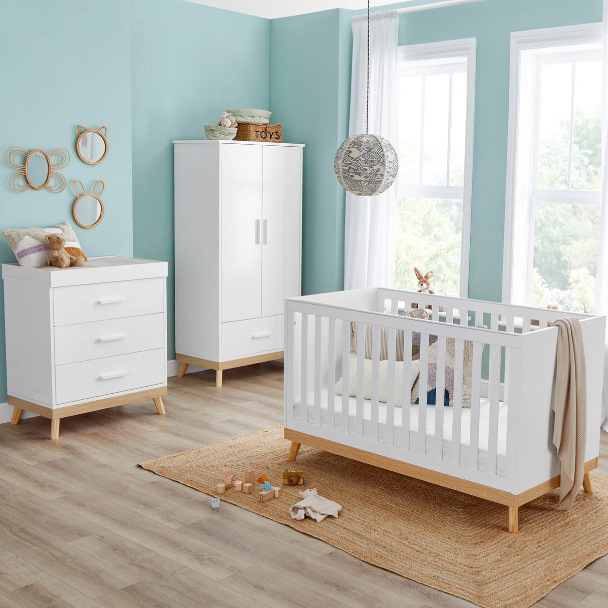 Babymore Mona 3 Piece Nursery Room Set - White