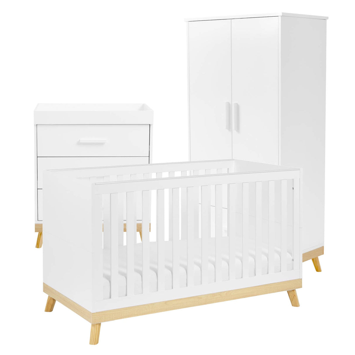 Babymore Mona 3 Piece Nursery Room Set - White