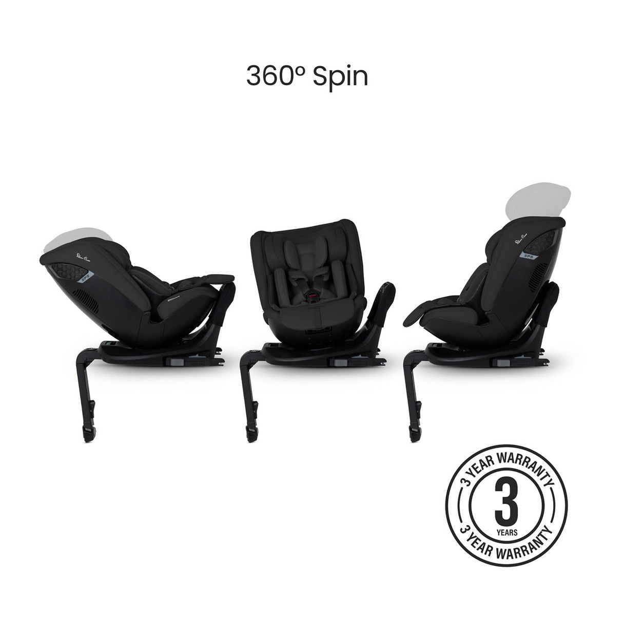 Silver Cross Motion 3 All Size 360 Car Seat - Iconic Black