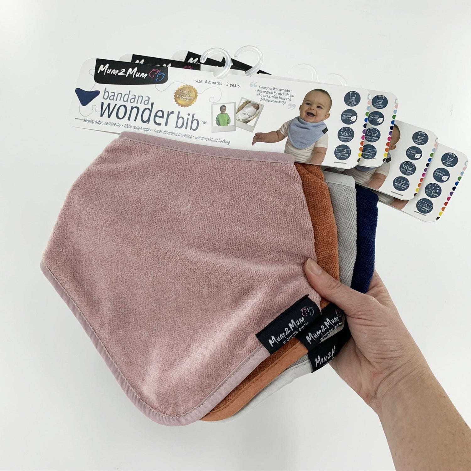 Mum 2 Mum Bandana Style Wonder Bib - Dusty Pink