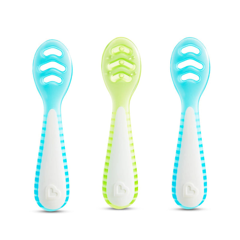 Munchkin Gentle Dip Multistage First Spoons Blue Green 3Pk