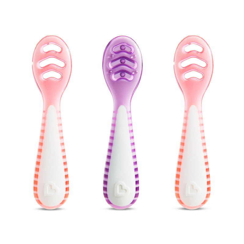 Munchkin Gentle Dip Multistage First Spoons Pink Purple 3Pk