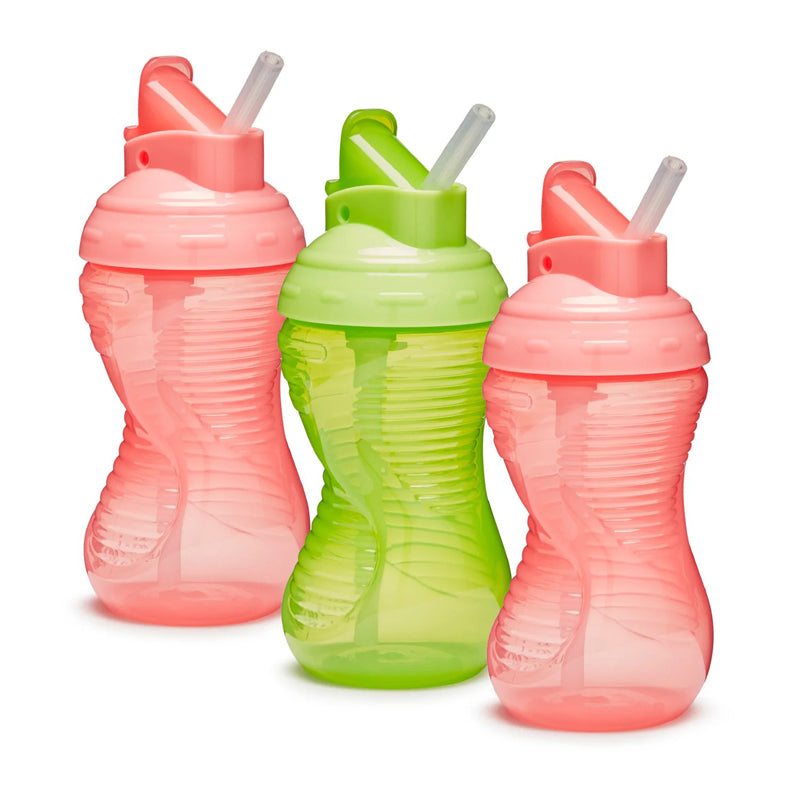 Munchkin Mighty Grip Straw Cup Pink & Green 10Oz 3pk