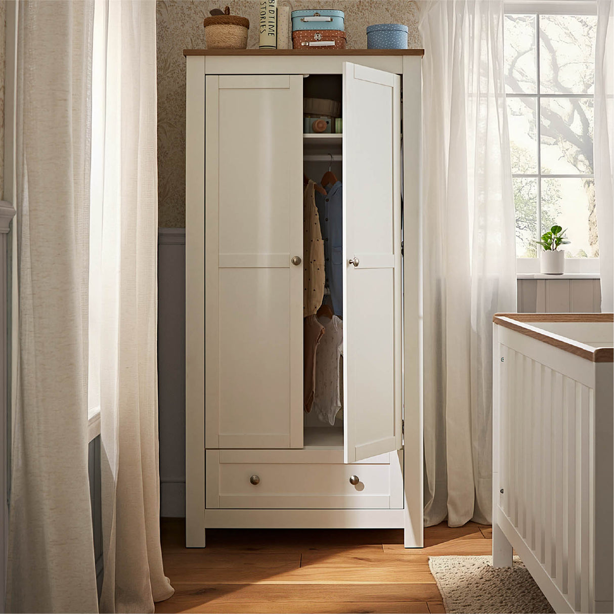 CuddleCo Burford 3 Piece Nursery Furniture Set - White & Oak