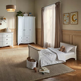 CuddleCo Clara Luxe 2 Piece Nursery Furniture Set (Cot Bed & Dresser) - White & Ash
