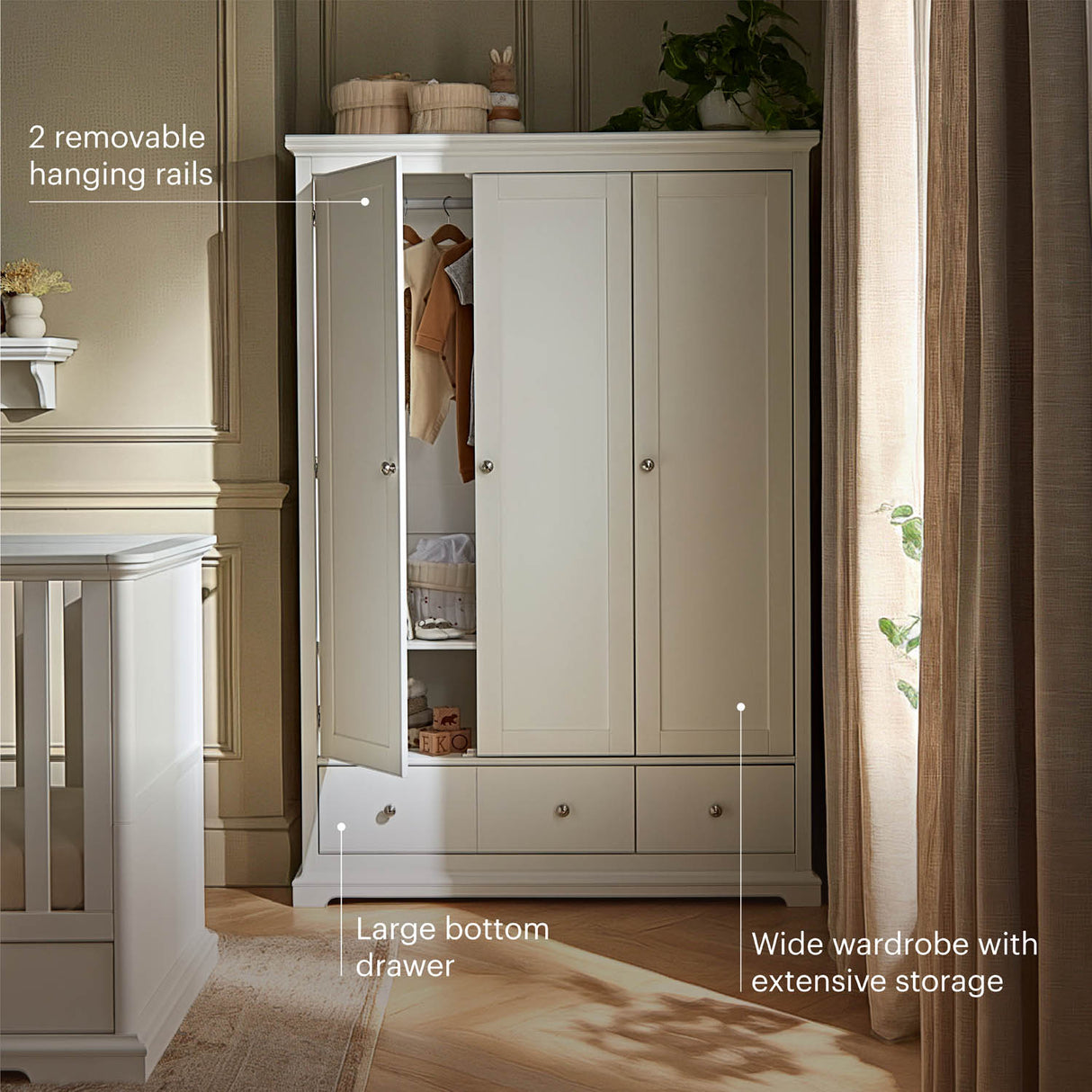 CuddleCo Beaumont Triple Wardrobe - White
