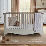 CuddleCo Clara Luxe 3 Piece Nursery Furniture Set (Cot Bed, Dresser & Wardrobe) - White & Ash