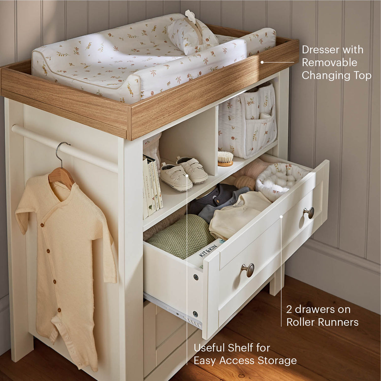 CuddleCo Burford 2 Piece Nursery Furniture Set - White & Oak