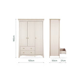 CuddleCo Clara 3 Door Triple Wardrobe - Cashmere & Ash