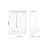 CuddleCo Clara 3 Door Triple Wardrobe - White & Ash
