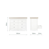 CuddleCo Clara Luxe 2 Piece Nursery Furniture Set (Cot Bed & Dresser) - White & Ash