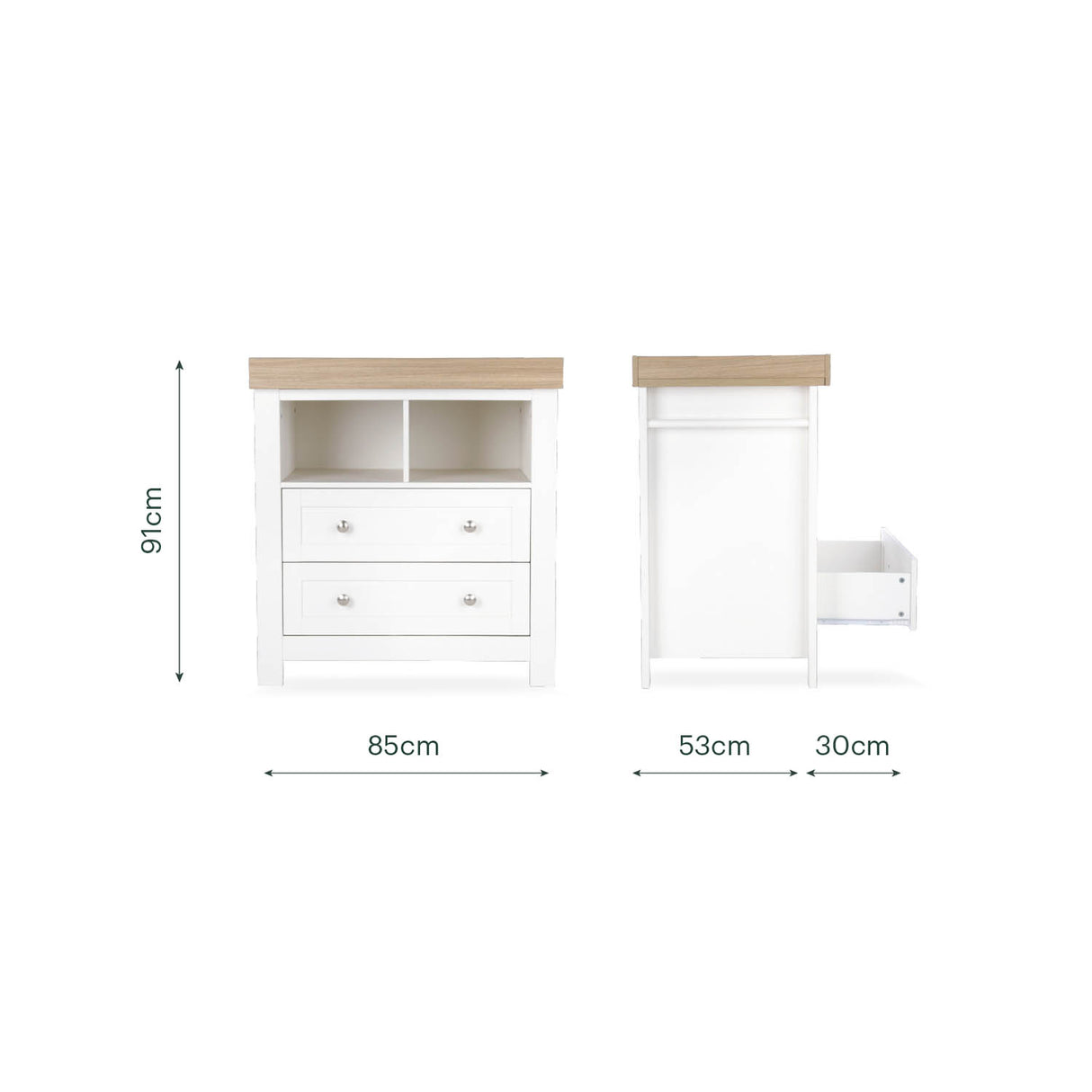 CuddleCo Burford 2 Piece Nursery Furniture Set - White & Oak