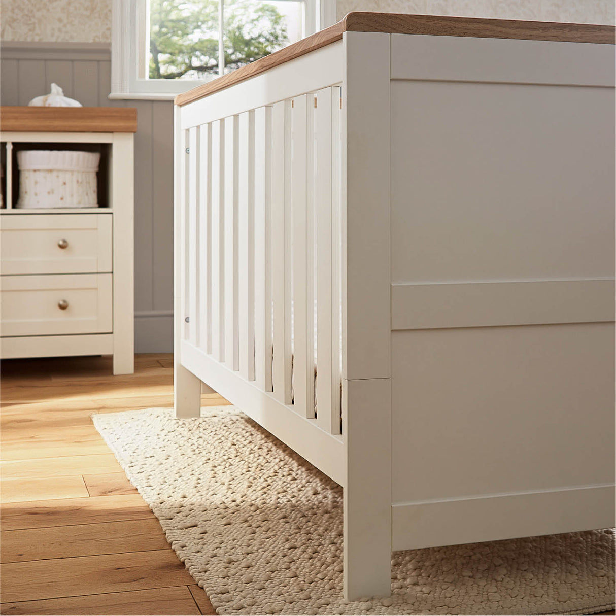 CuddleCo Burford Cot Bed - White & Oak