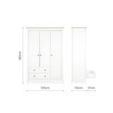 CuddleCo Clara Luxe 3 Piece Nursery Furniture Set (Cot Bed, Dresser & Wardrobe) - White & Ash