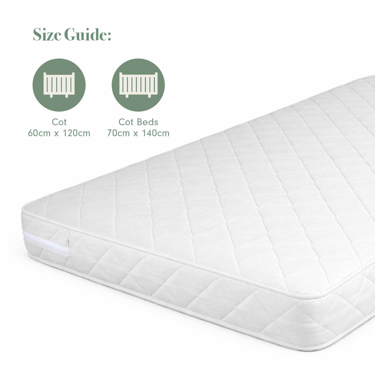 Tutti Bambini Natural Coir Fibre Cot Mattress (60 x 120 cm) - White