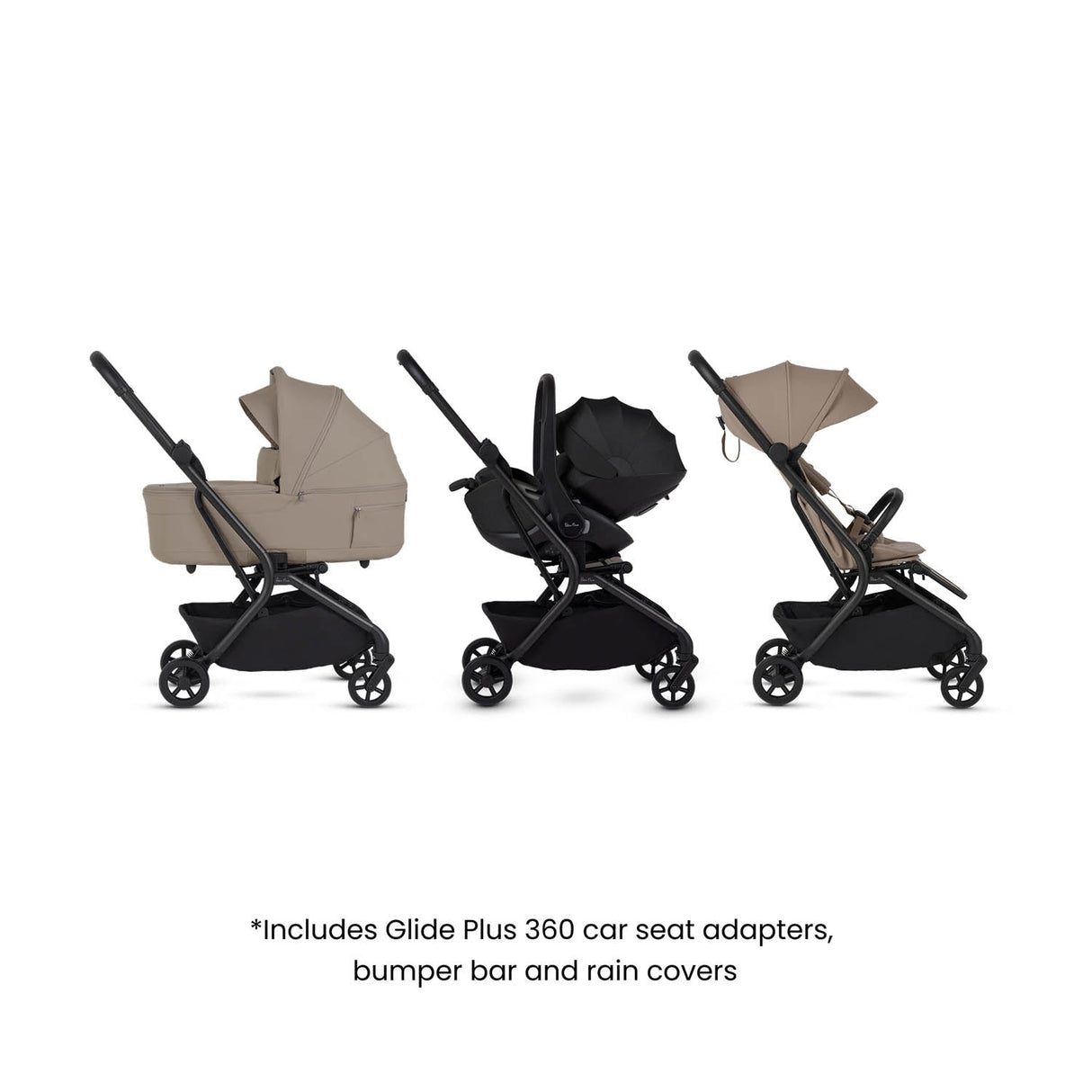 Silver Cross Nia Glide Plus Travel System & Accessories - Champagne