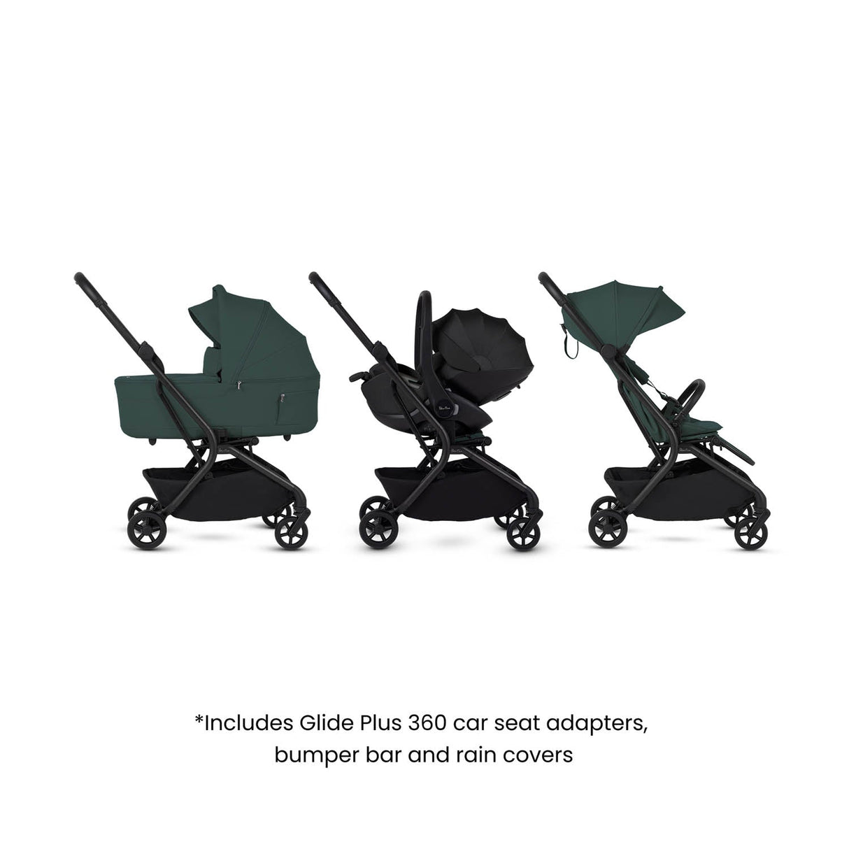 Silver Cross Nia Glide Plus Travel System & Accessories - Conifer