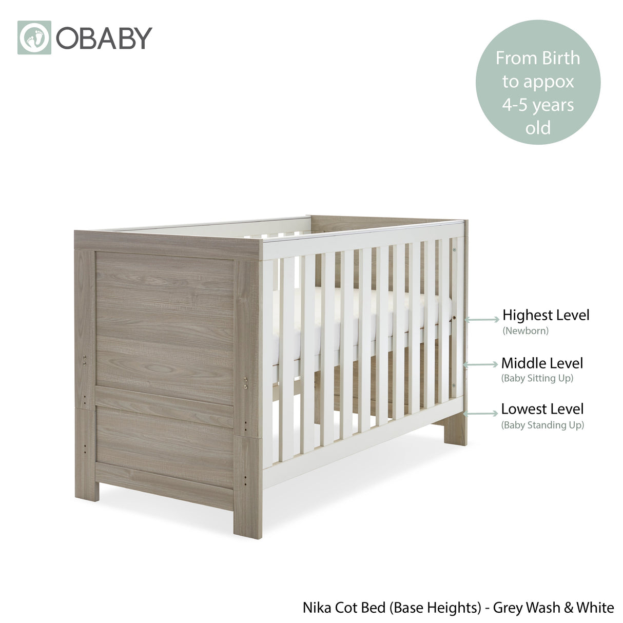 Obaby Nika 2 Piece Room Set - Grey Wash & White