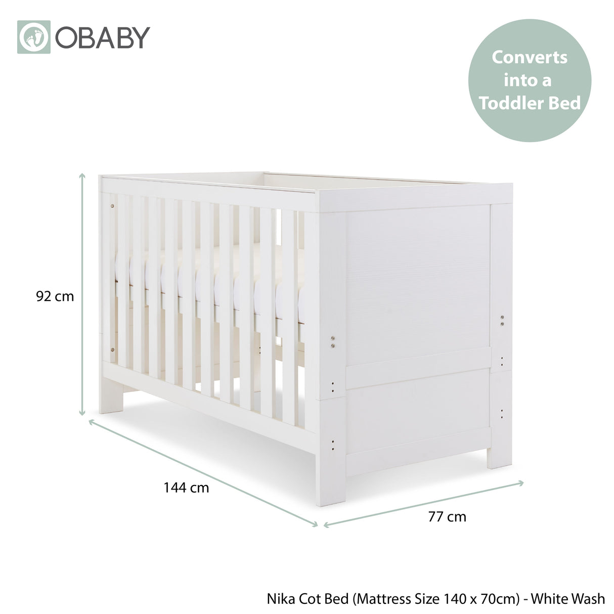 Obaby Nika 2 Piece Room Set - White Wash