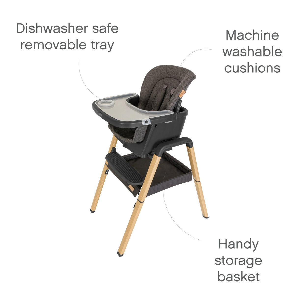 Tutti Bambini Nova Evolutionary Highchair - Grey/Oak