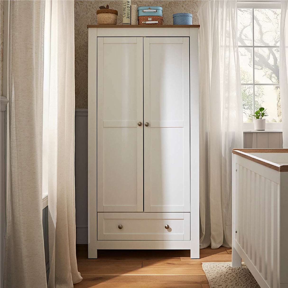 CuddleCo Burford Dresser Wardrobe - White & Oak