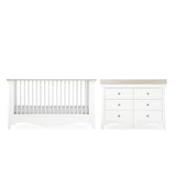 CuddleCo Clara Luxe 2 Piece Nursery Furniture Set (Cot Bed & Dresser) - White & Ash