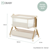 Obaby Cloud Bedside Crib - Oatmeal