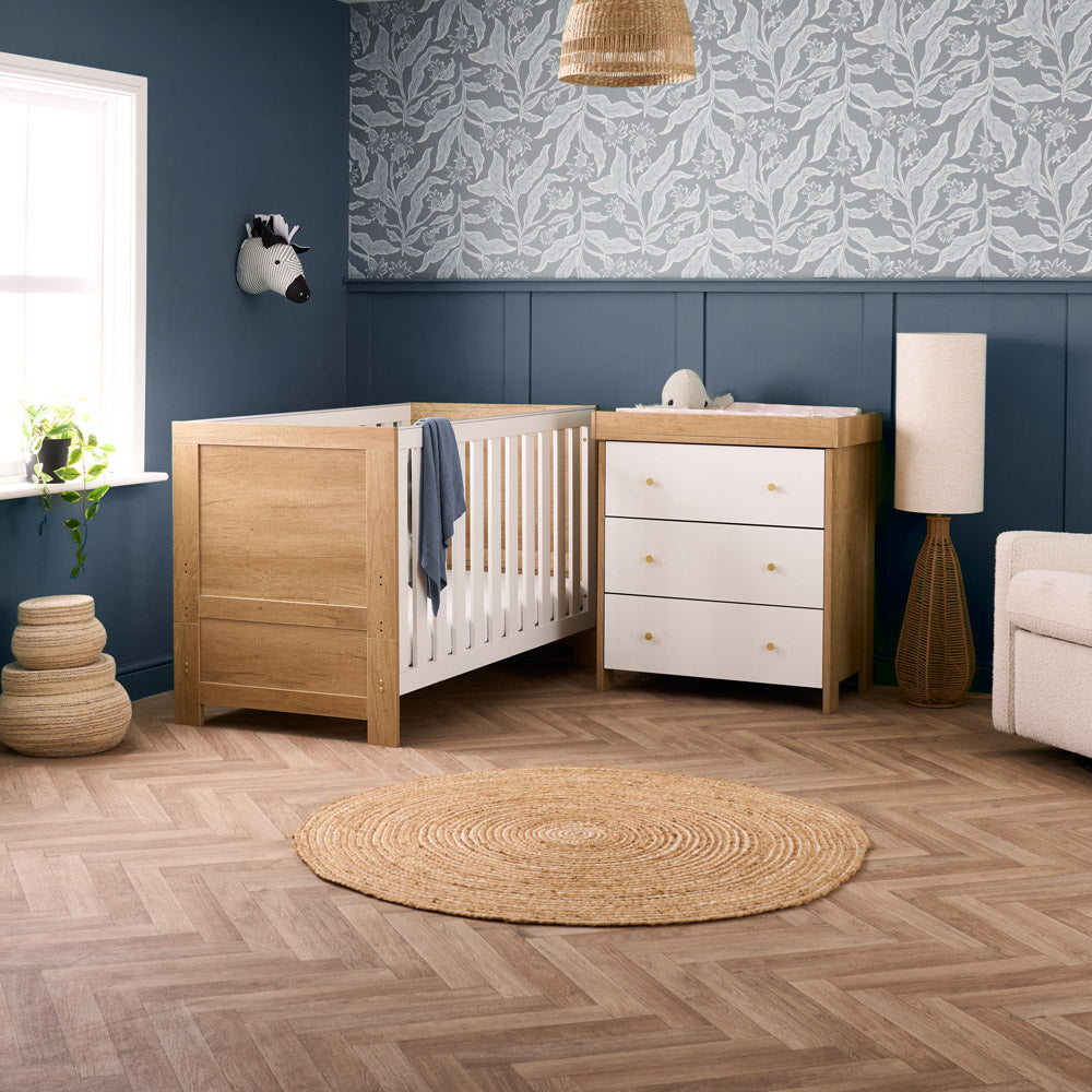 Obaby Nika 2 Piece Nursery Room Set - Oak & White