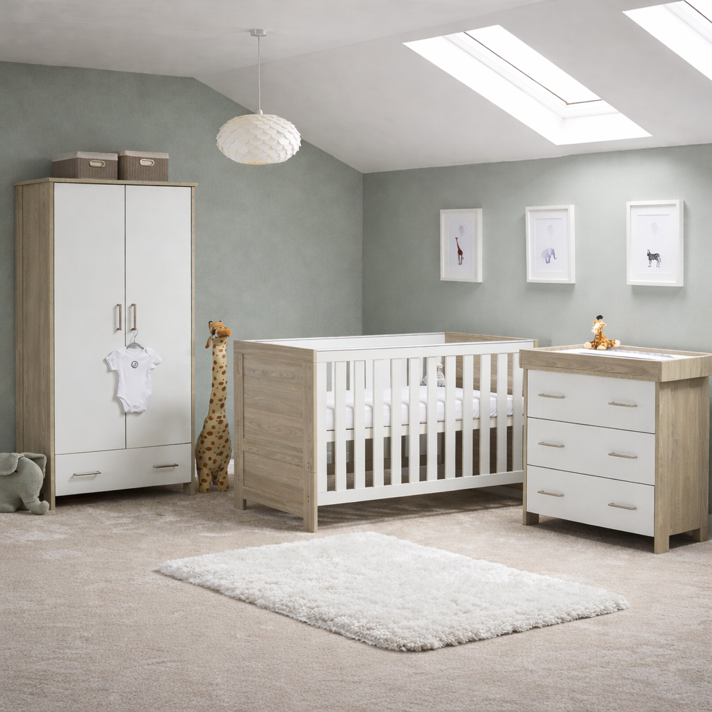 Obaby Nika 3 Piece Room Set - Grey Wash & White